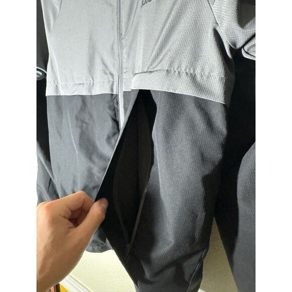 Super Rare Vintage Adidas Jacket Windbreaker Gray Black Medium Zipper Pockets - Picture 6 of 6